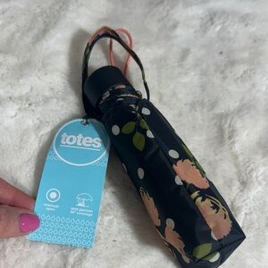 Totes mini black floral umbrella